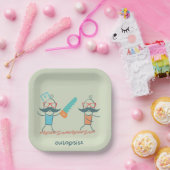 Assiettes En Carton Autopsist Médicale Humour with Mustache Characters (Fête)