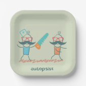 Assiettes En Carton Autopsist Médicale Humour with Mustache Characters (Recto)