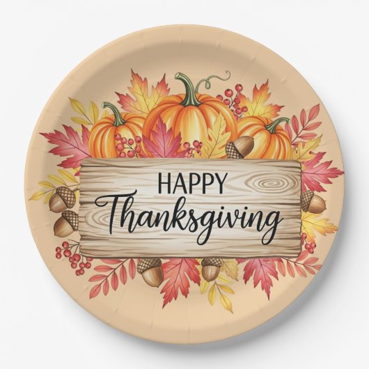 Assiettes En Carton Autumn Blessings – Rustic Thanksgiving  (Devant)
