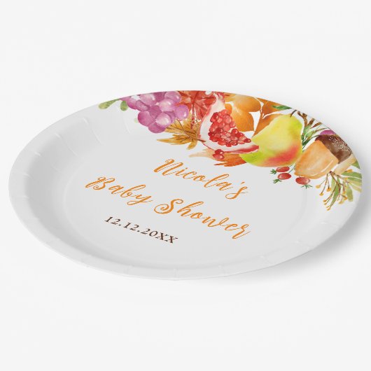Assiettes En Carton Autumn Fall Harvest Baby Shower (Angle)