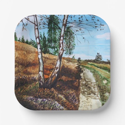 Assiettes En Carton Autumn watercolor painting (Recto)