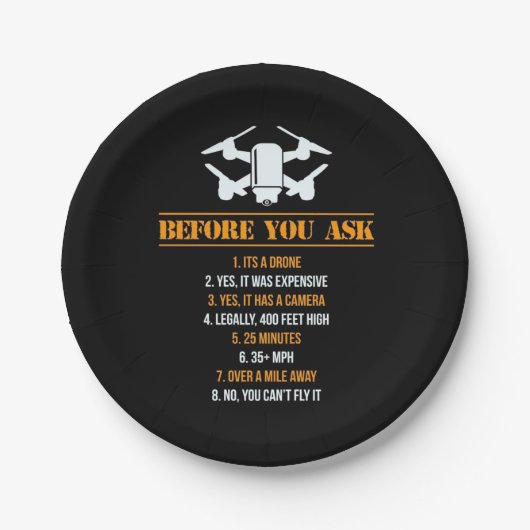 Assiettes En Carton Avant de demander un pilote de drone (Devant)