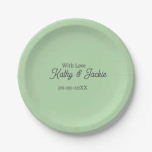 Assiettes En Carton Avec amour ajoutez le nom du couple mariage simple