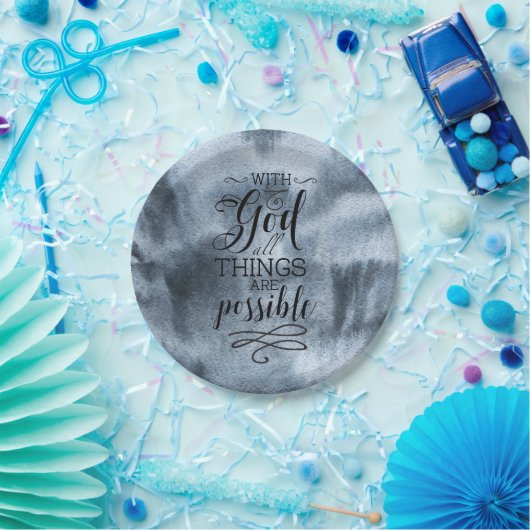 Assiettes En Carton Avec Dieu, toutes les choses sont possibles (Fête)