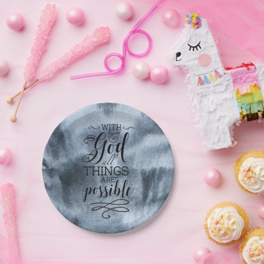Assiettes En Carton Avec Dieu, toutes les choses sont possibles (Fête)
