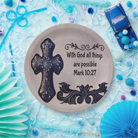 Assiettes En Carton Avec Dieu toutes les choses sont possibles (Fête)