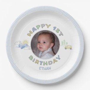 Assiettes En Carton Aventure Attend 1er anniversaire Photo personnalis