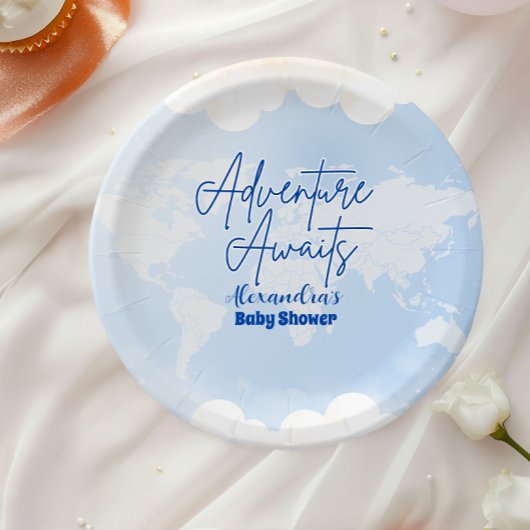 Assiettes En Carton Aventure attend un Baby shower neutre pour les fem