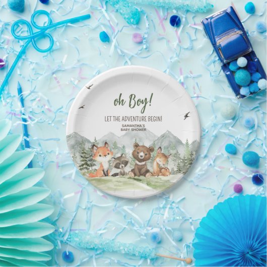 Assiettes En Carton Aventure Commencer le Baby shower des animaux des  (Fête)