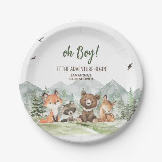 Assiettes En Carton Aventure Commencer le Baby shower des animaux des  (Devant)