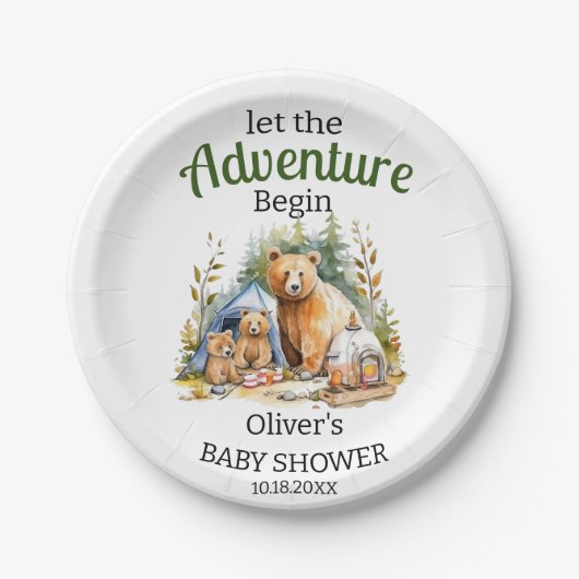 Assiettes En Carton Aventure Commencer le Baby shower forestier (Devant)