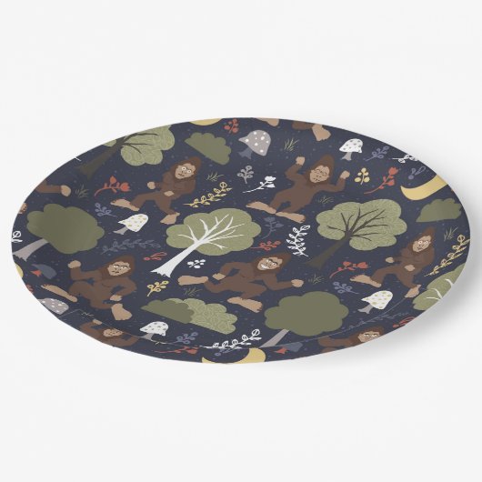 Assiettes En Carton Aventure de minuit de la forêt de Bigfoot (Angle)