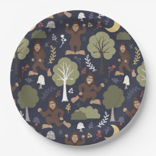 Assiettes En Carton Aventure de minuit de la forêt de Bigfoot