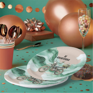 Assiettes En Carton Aventure en moto Cream Green