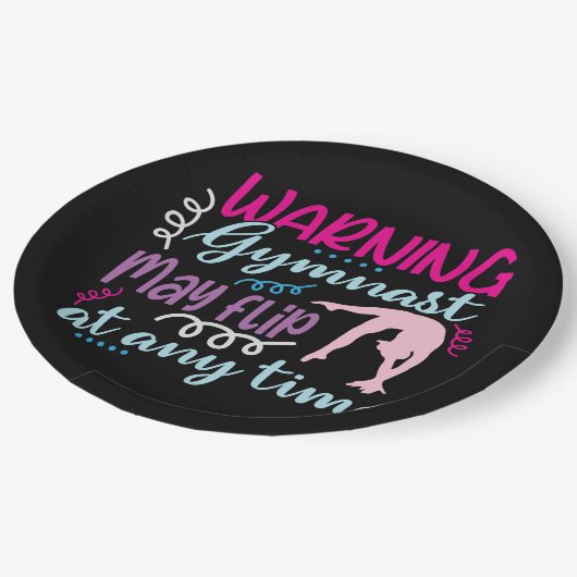 Assiettes En Carton Avertissement Gymnaste peut se retourner à tout mo (Angle)