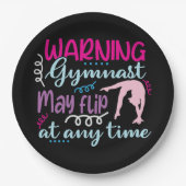 Assiettes En Carton Avertissement Gymnaste peut se retourner à tout mo (Devant)