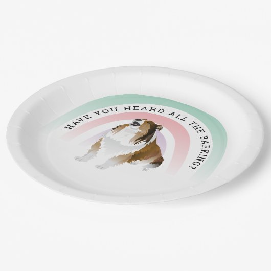 Assiettes En Carton Avez-vous entendu, arc-en-ciel et Sheltie Dog (Angle)