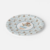 Assiettes En Carton Aviator Party Bear Pastel Blue Anniversaire (Angle)