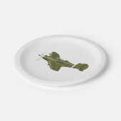 Assiettes En Carton Avion de chasseur rétro-dessiné (Angle)