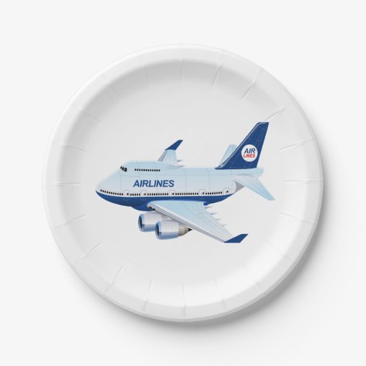 Assiettes En Carton Avion de dessin (Devant)