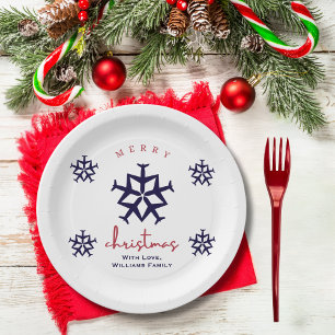 Assiettes En Carton Avion de Noël Snowflake Minimaliste Aviation