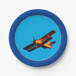 Assiettes En Carton Avion et Ciel bleu - Avion vintage /Avion Pape