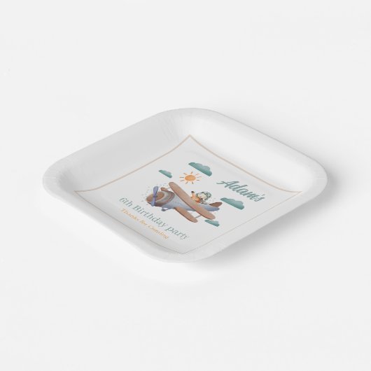 Assiettes En Carton Avion Plaque Papier 6e fête d'anniversaire (Angulaire)