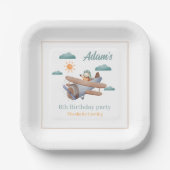 Assiettes En Carton Avion Plaque Papier 6e fête d'anniversaire (Recto)