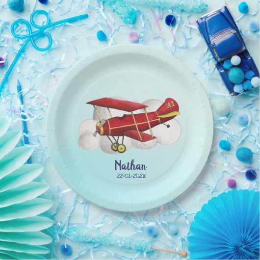 Assiettes En Carton Avion Plaque papier d'anniversaire, volez au-dessu (Fête)