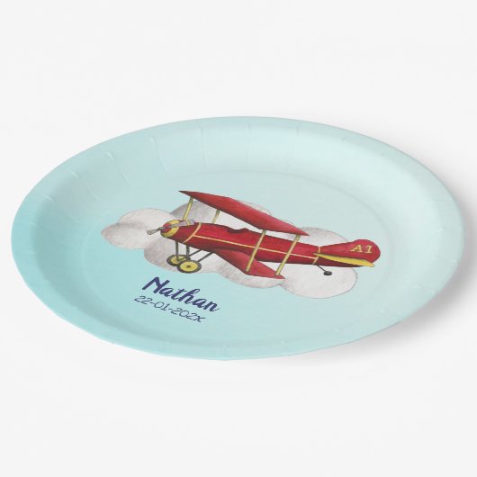 Assiettes En Carton Avion Plaque papier d'anniversaire, volez au-dessu (Angle)