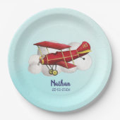 Assiettes En Carton Avion Plaque papier d'anniversaire, volez au-dessu (Devant)