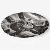 Assiettes En Carton Avion propulseur noir et blanc (Angle)