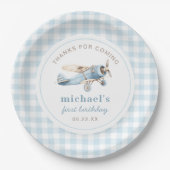 Assiettes En Carton Avion vintage Voyage 1er anniversaire (Devant)