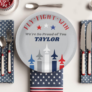 Assiettes En Carton Avions à réaction de la Force aérienne militaire