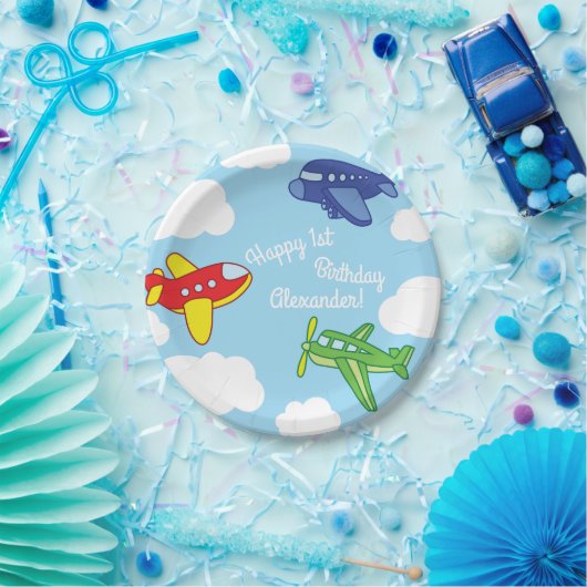 Assiettes En Carton Avions et Jets mignons 1ère fête d'anniversaire (Fête)