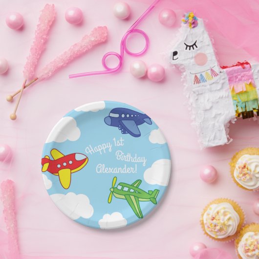Assiettes En Carton Avions et Jets mignons 1ère fête d'anniversaire (Fête)