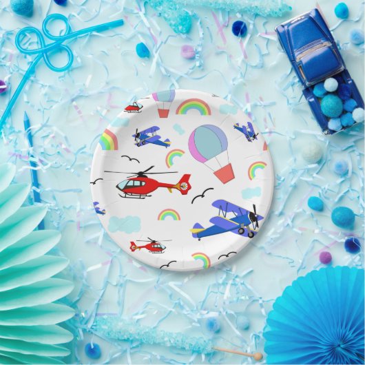 Assiettes En Carton Avions, hélicoptères et ballons (Fête)