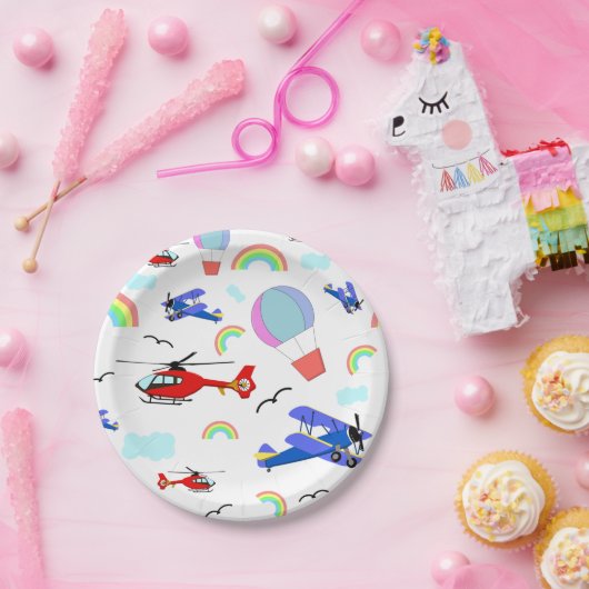 Assiettes En Carton Avions, hélicoptères et ballons (Fête)