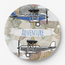 Avions vintages et aventure d'aviateur de carte du