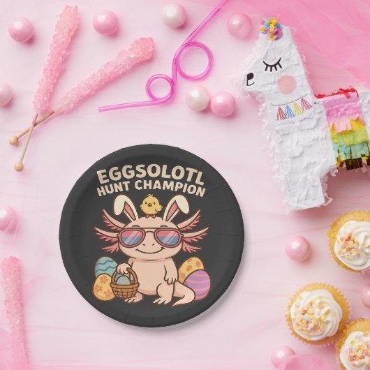Assiettes En Carton Avis) : Champion de Chasse Eggsolotl - Funny Cute  (Fête)