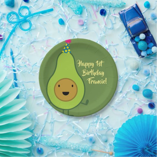 Assiettes En Carton Avocado Cute 1er Plaques d'anniversaire (Fête)