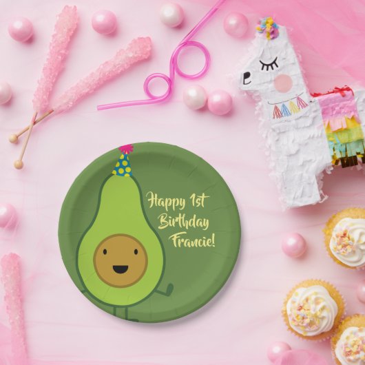Assiettes En Carton Avocado Cute 1er Plaques d'anniversaire (Fête)