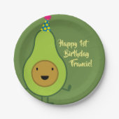 Assiettes En Carton Avocado Cute 1er Plaques d'anniversaire (Devant)