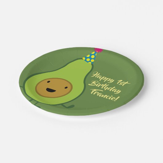 Assiettes En Carton Avocado Cute 1er Plaques d'anniversaire (Angle)