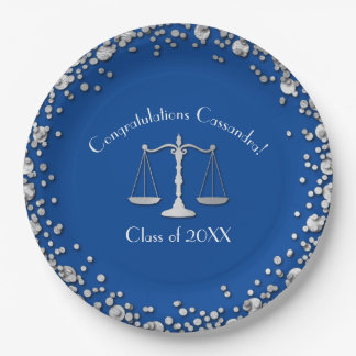 Assiettes En Carton Avocat Blue Silver Graduation