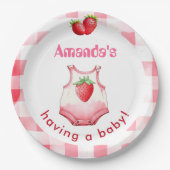 Assiettes En Carton Avoir un Baby shower En vichy Strawberry Cute Part (Devant)