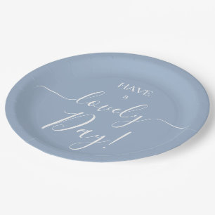 Assiettes En Carton Avoir une journée merveilleuse Bleu ardoise Uni