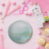 Assiettes En Carton Awash Elegant Aquarelle dans Ocean Mariage (Fête)