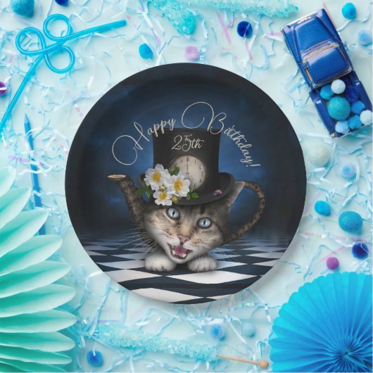 Assiettes En Carton Awesome Mad Hatter Teapot Chat Whimsical Anniversa (Fête)
