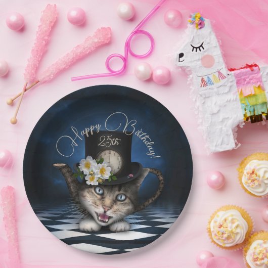 Assiettes En Carton Awesome Mad Hatter Teapot Chat Whimsical Anniversa (Fête)